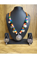 Cotton Balls With Silver Oxydize Charms Combine Fancy Jewellery (RAI10071)